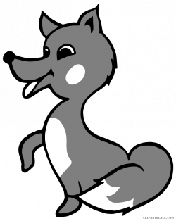 Grayscale Fox Clipart - ClipartBlack.com