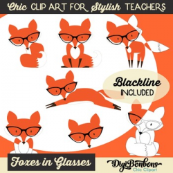 Cute Hipster Red Fox Clipart for Teachers