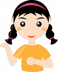 Girl clipart cute - Pencil and in color girl clipart cute