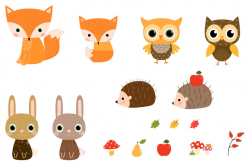 Cute Woodland Animal Clipart, Forest Creature Clipart Fox ...
