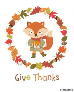 Cute fox holding pumpkin cartoon illustration with autumn ...