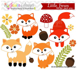 little fox clipart, woodland clip art, for personal use ...