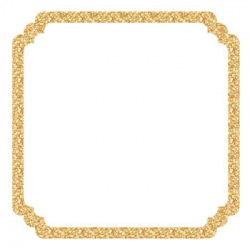 16 Gold Glitter Square Clipart Frames