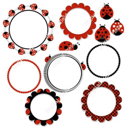 Ladybug Clip Art Set - digital frames, borders, ladybugs ...