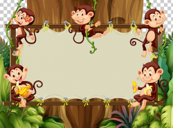 Cartoon Monkey Illustration PNG, Clipart, Animal, Border ...