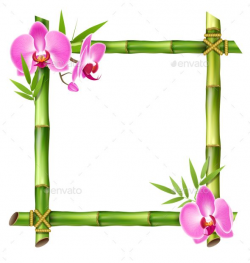 Green Bamboo Frame with Pink Orchid Flowers | H | Pink ...