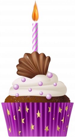 Birthday Muffin Pink with Candle PNG Clip Art | Gallery ...