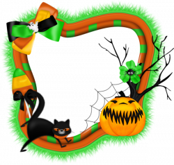 Halloween Transparent PNG Photo Frame with Pumpkin and Cat | kroužek ...