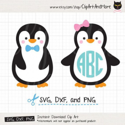 Penguin SVG File Penguin Monogram svg File for Cricut or ...