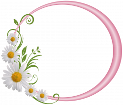 Pink Round Frame with Daisies | Gallery Yopriceville - High-Quality ...