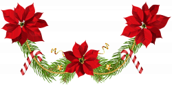 Christmas Poinsettias Garland Clip Art PNG Image | Gallery ...