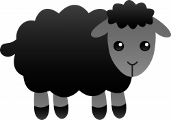 Fluffy Black Sheep - Free Clip Art
