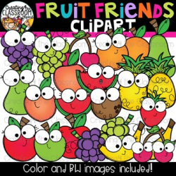 Fruit Friends Clipart {Happy Fruit Clipart}
