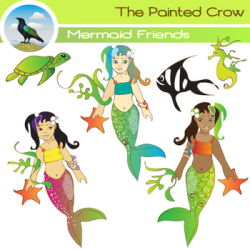 Mermaid Clipart - Mermaids and Aquatic Animal Friends
