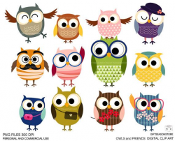 Owls and friends Digital clip art for Personal and ...