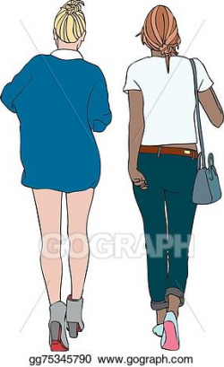 Vector Clipart - Stylish female friends walking . Vector ...