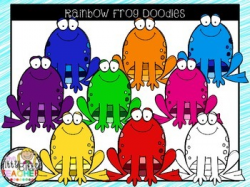Clipart - Rainbow Frog Doodles