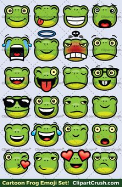 Frog Emoji Clipart Faces / Frog Cartoon Toad Emojis Emotions ...