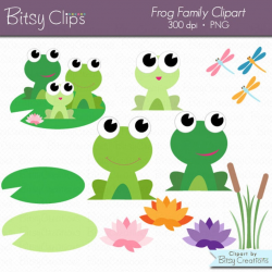 Frog Family Digital Art Set Clipart Commercial Use Clip Art INSTANT  Download Frog Clipart Nature Clipart