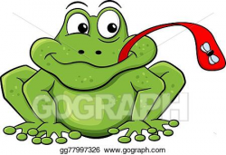 EPS Illustration - Frog catches fly with his tongue. Vector ...