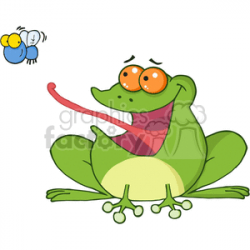 Cartoon Frog Catching Fly clipart. Royalty-free clipart # 381845