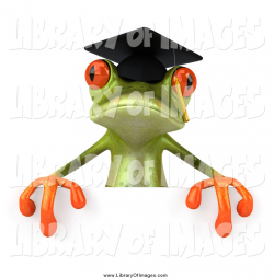 Clip Art of a 3d Green Graduate Frog over a Sign by Julos ...