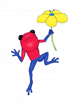 Strawberry Poison Dart Frog and Flower — Weasyl