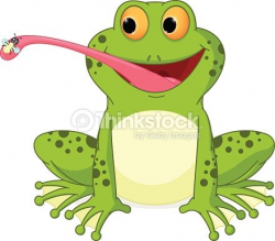 Vector Illustration of Happy frog cartoon catching fly ...
