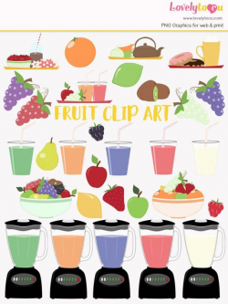 Fruit smoothie clip art set, healthy breakfast drink, fruit ...