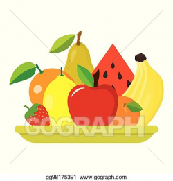 Vector Illustration - Plate with fruits. EPS Clipart ...
