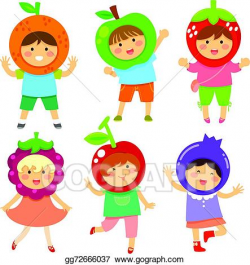 Vector Art - Fruity kids. Clipart Drawing gg72666037 - GoGraph