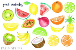 Watercolor Tropical Fruit Clipart | Fruit Clip Art ...