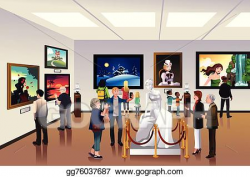EPS Illustration - People inside a museum. Vector Clipart ...