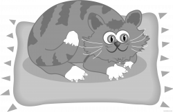 Cat on a Mat Animal free black white clipart images clipartblack ...