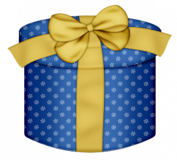Blue Round Gift Box with Yellow Bow PNG Clipart | Gallery ...