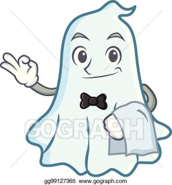 Vector Illustration - Waiter cute ghost character cartoon ...