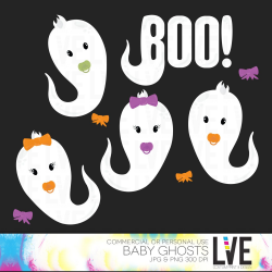 Halloween Ghosts, Cute Baby Ghost clipart, Halloween Baby ...