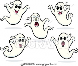 EPS Illustration - Five flying ghosts. Vector Clipart ...