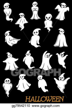 Vector Stock - White halloween ghosts and ghouls. Clipart ...