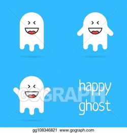 Vector Clipart - Set of white happy ghost emoji. Vector ...