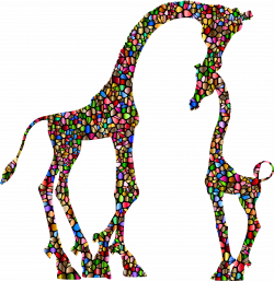 Clipart - Polychromatic Tiled Mother And Child Giraffe Silhouette ...