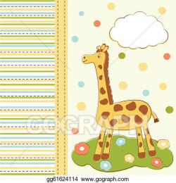 Vector Stock - Kid greeting card with cute giraffe. Clipart ...