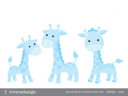 Cute Blue Giraffe Digital Clip Art - Gender Reveal Ideas