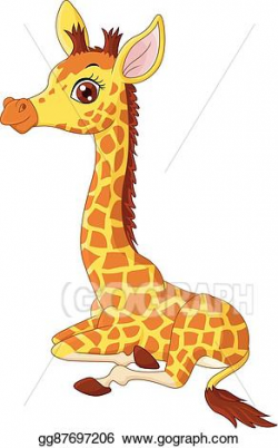Vector Illustration - Little giraffe calf sitting. EPS ...