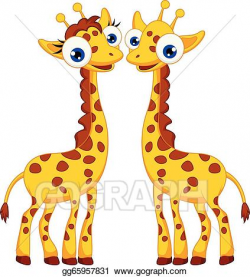 EPS Vector - Cute giraffe cartoon couple. Stock Clipart ...