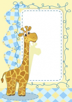 Cartoon frame with baby giraffe vector | dyplomy | Baby ...
