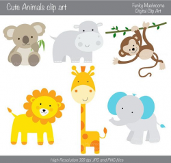 Digital Clipart - Cute Animals koala lion giraffe hippo ...