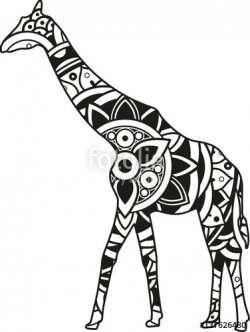 Vector illustration of a mandala giraffe silhouette