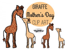 SALE- Mother Giraffe and Baby Giraffe Clipart, Commercial Use