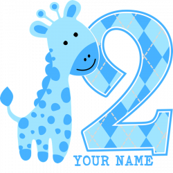 2nd Birthday Blue Giraffe Personalized Ornament (R by bimbykids